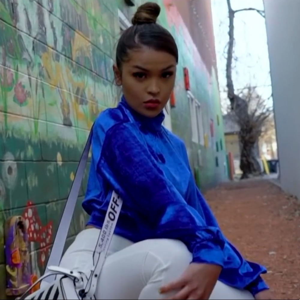 royal blue velvet turtleneck